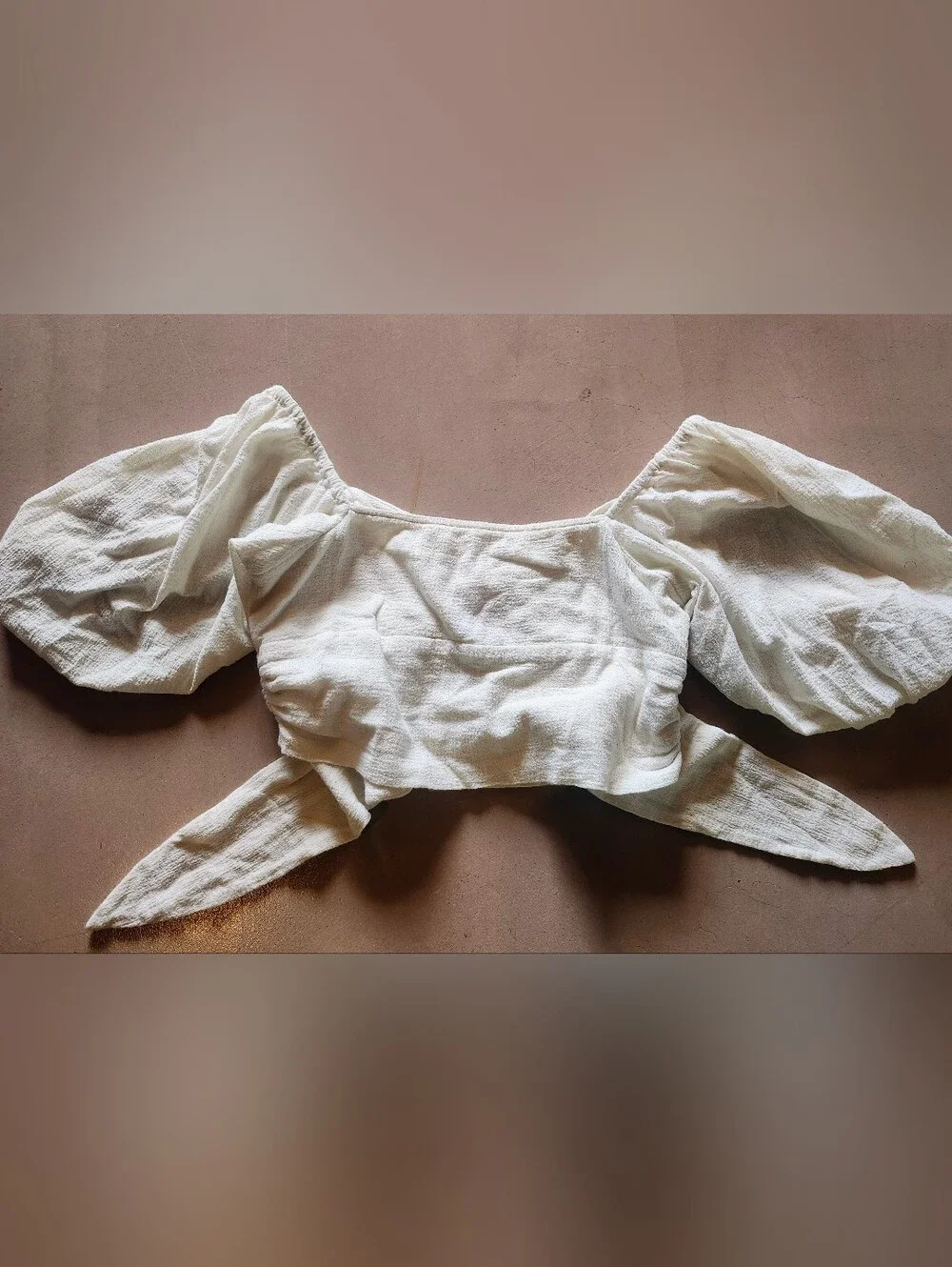 Jen's Pirate Booty For Free People Off White Wrap Tie Crop Top Puff Sleeves S